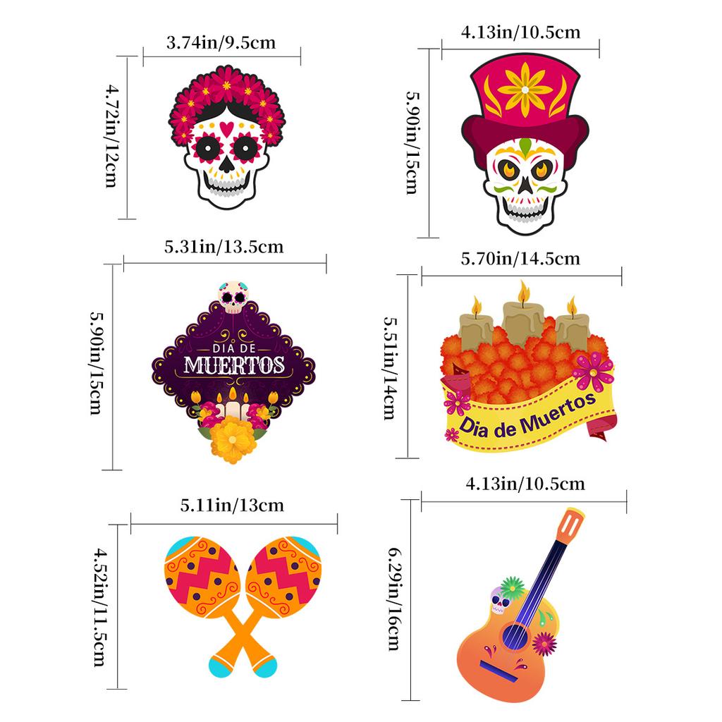 Mexican Day Of The Dead Themed Party Decoration Flower Skull Spiral Pendant Halloween Decoration Pendant