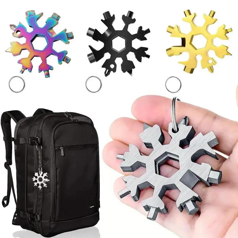Portable 18-in-1 Snowflake Multitool, Stainless Steel Wrench Screwdriver Bottle Opener, Ideal for Outdoor Daily Use