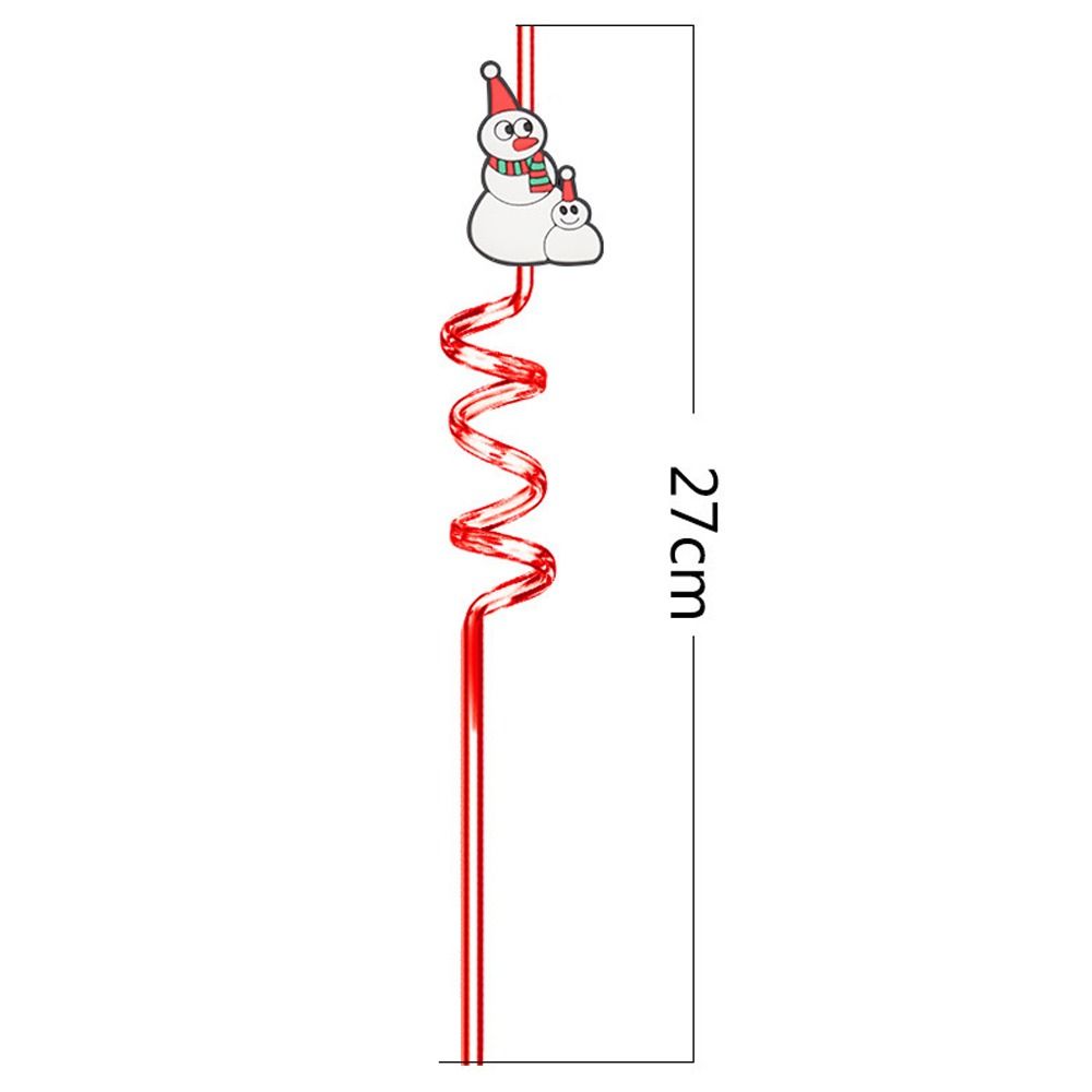 Spiral Christmas Plastic Straw Food Grade Christmas Party Decor Christmas Cartoon Straw  Children