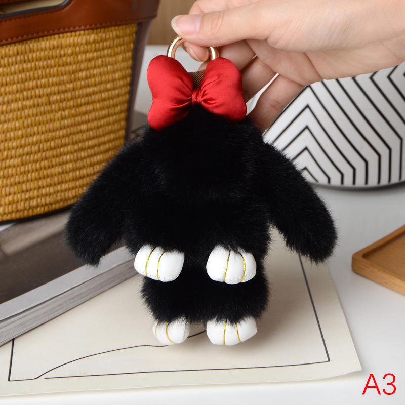 Mini Rabbit Hair Bow Pendant Bag Strap Car Key Chain Cute Bunny Couple Pendant Cute Keychain Key Chains