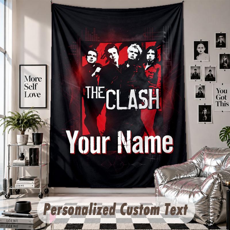 Wall Hanging Tapestry With Custom Name & Text, The Clash Decorative Tapestry For Bedroom