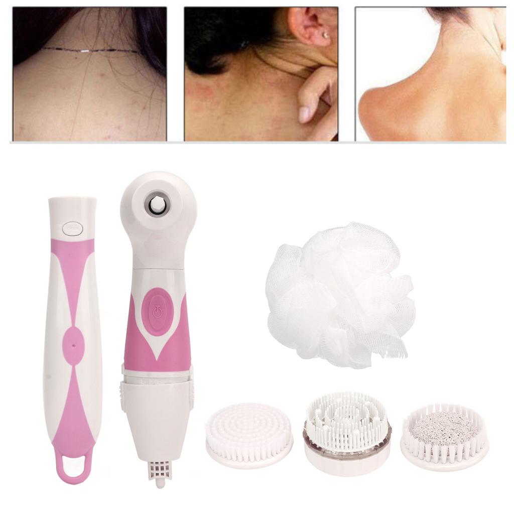 Electric Bath Massage Brush Rotatable Soft Electric Body Scrubber Shower Brush with Long Handle for Shower Exfoliating