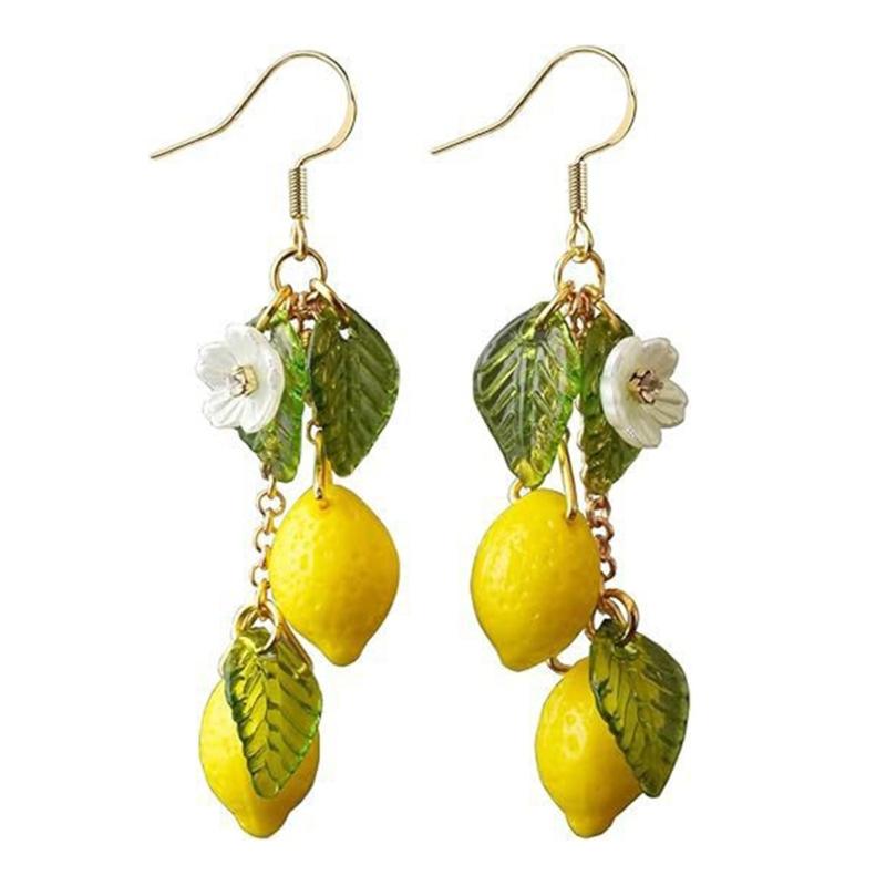 Elegant Lemon Themed Statement Earrings Convenient for Women Unique Fruit Fashion Accessory Gifts Ideas Outfits