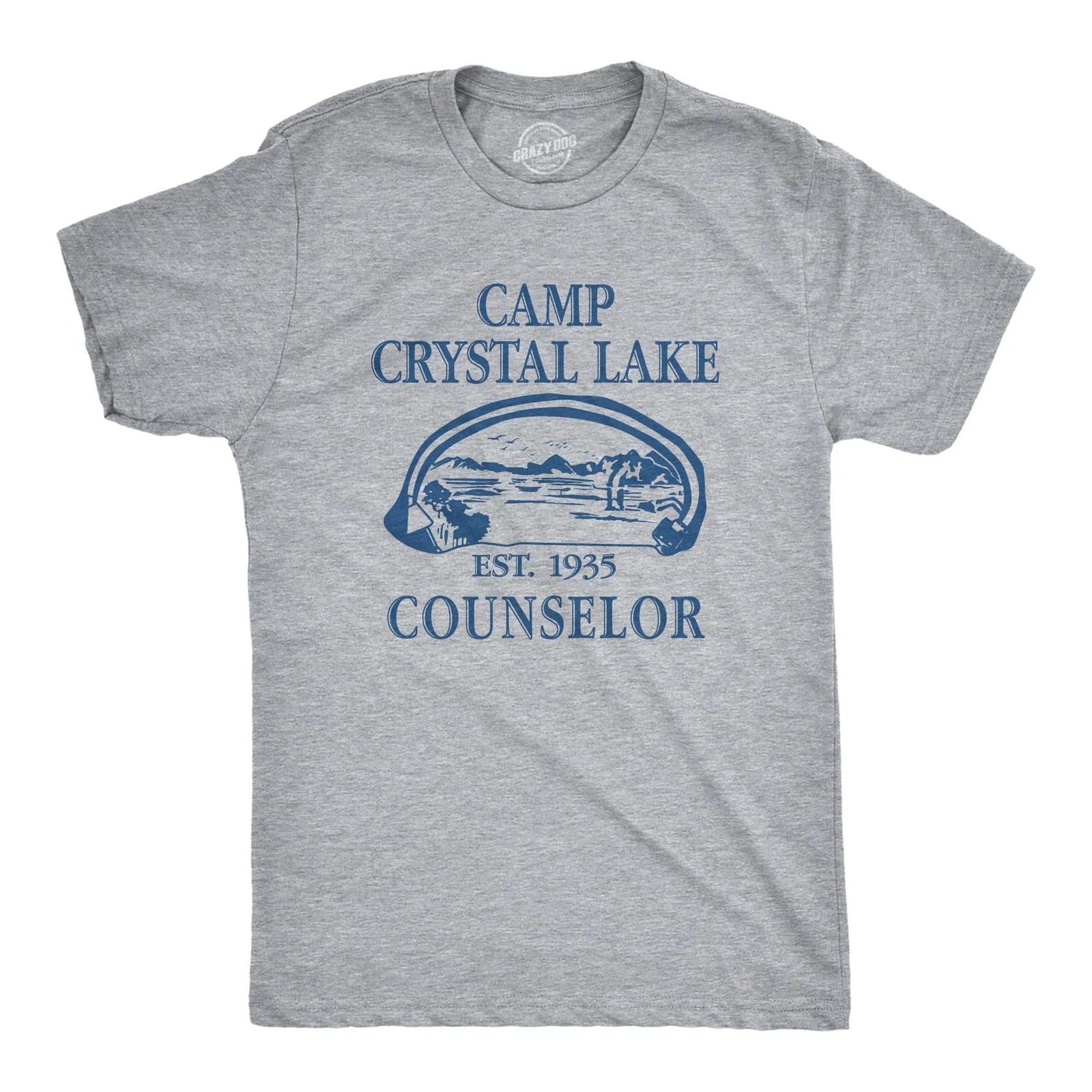 Mens Camp Crystal Lake T shirt Funny Graphic Camping Vintage Adult Novelty Tees XXXXL