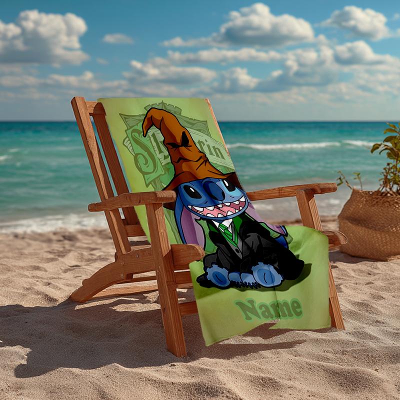 Custom Name Ultra-Soft Beach Towel with Stitch Theme,Ideal for Pool - Camping, Diving - Perfect Travel Essential, Vibrant Beach Towel.
