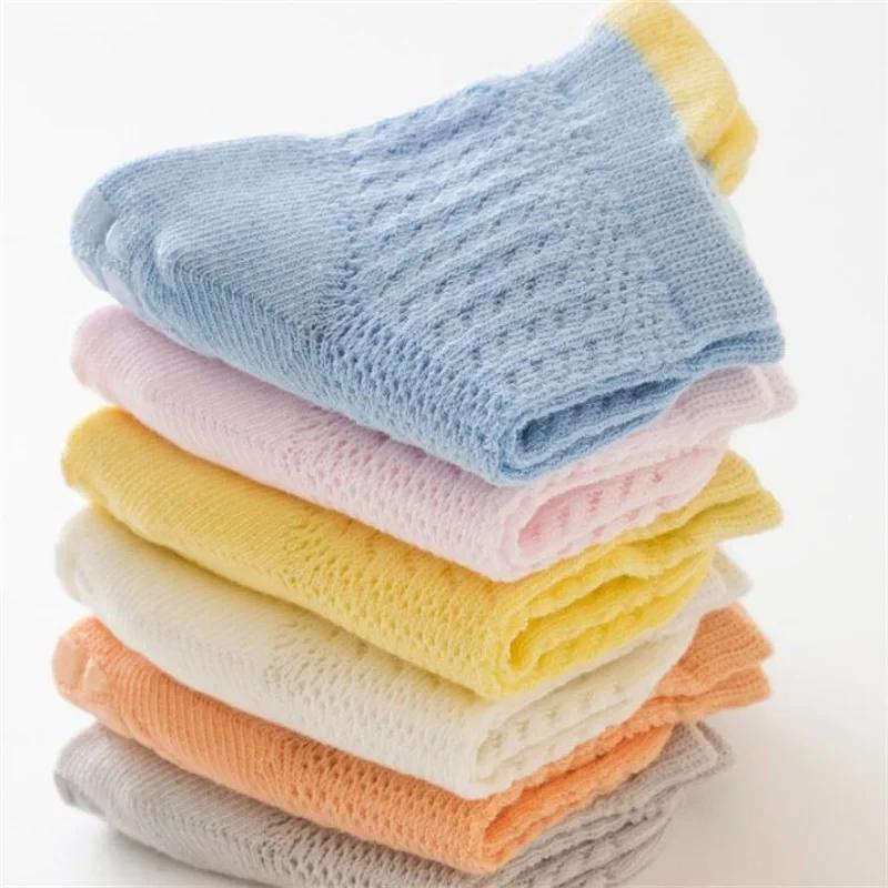3pairs/lot 6 Colored Of Net Eye Non-slip Baby Girl Sock Hollow-out Breathable Thin Infant Girl Cotton Socks Children's Socks Kit