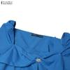 ZANZEA Elegant Women Square Collar Summer Casual Short Sleeve Dress
