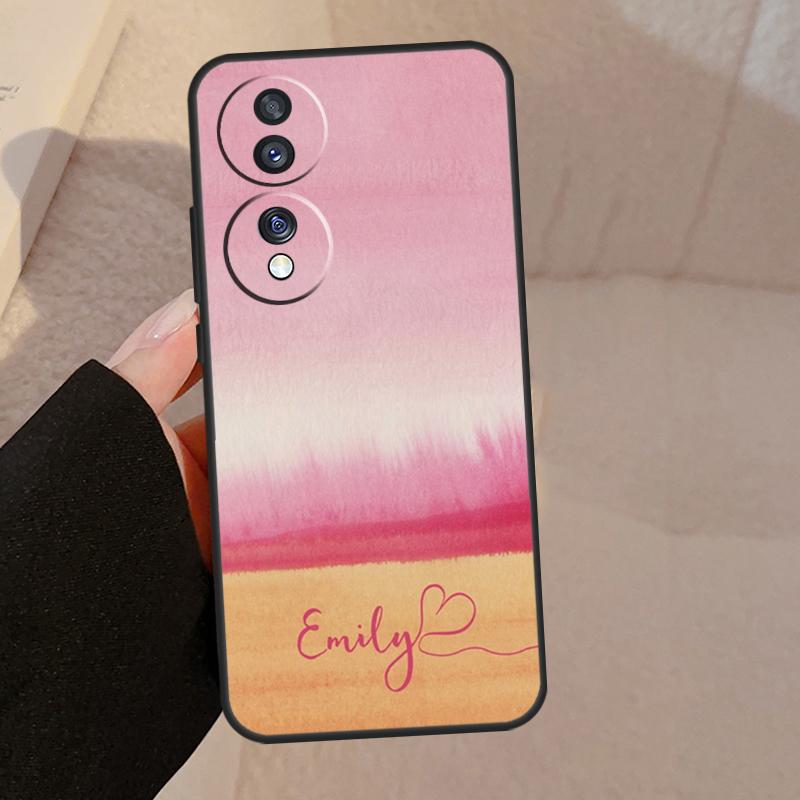 Personalised Watercolour Name Heart Case For Honor Magic 5 Pro 50 70 90 Lite Honor 8X 9X X9b X9a X8a X7a X6a X6 X7 X8 X9 Cover