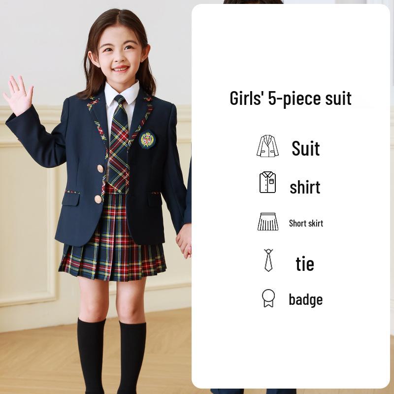 

Комплект школьной формы в британском стиле JK для девочек – Формальная одежда для начальной и средней школы на весну и осень 110 cm
