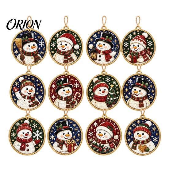 Living Room Ornament 12PCS Christmas Tree 2D Flat Pendant, Pearl Acrylic Art Kits, Bright Gift for Holiday Season Color Classic Patterns Party