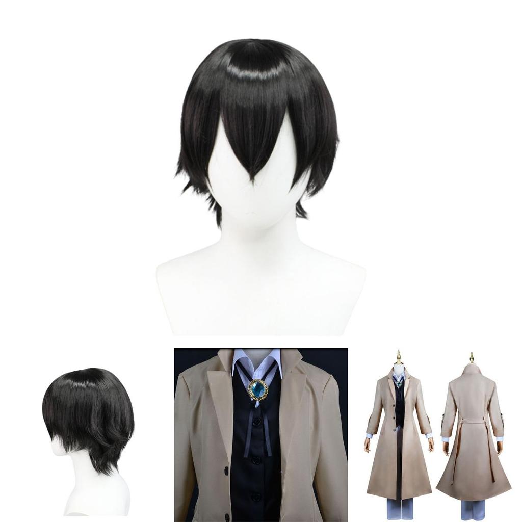 Wyrafinowany strój cosplay Dazai Osamu Peruka Płaszcz trencz Bungo Stray Dog Halloween Karnawał