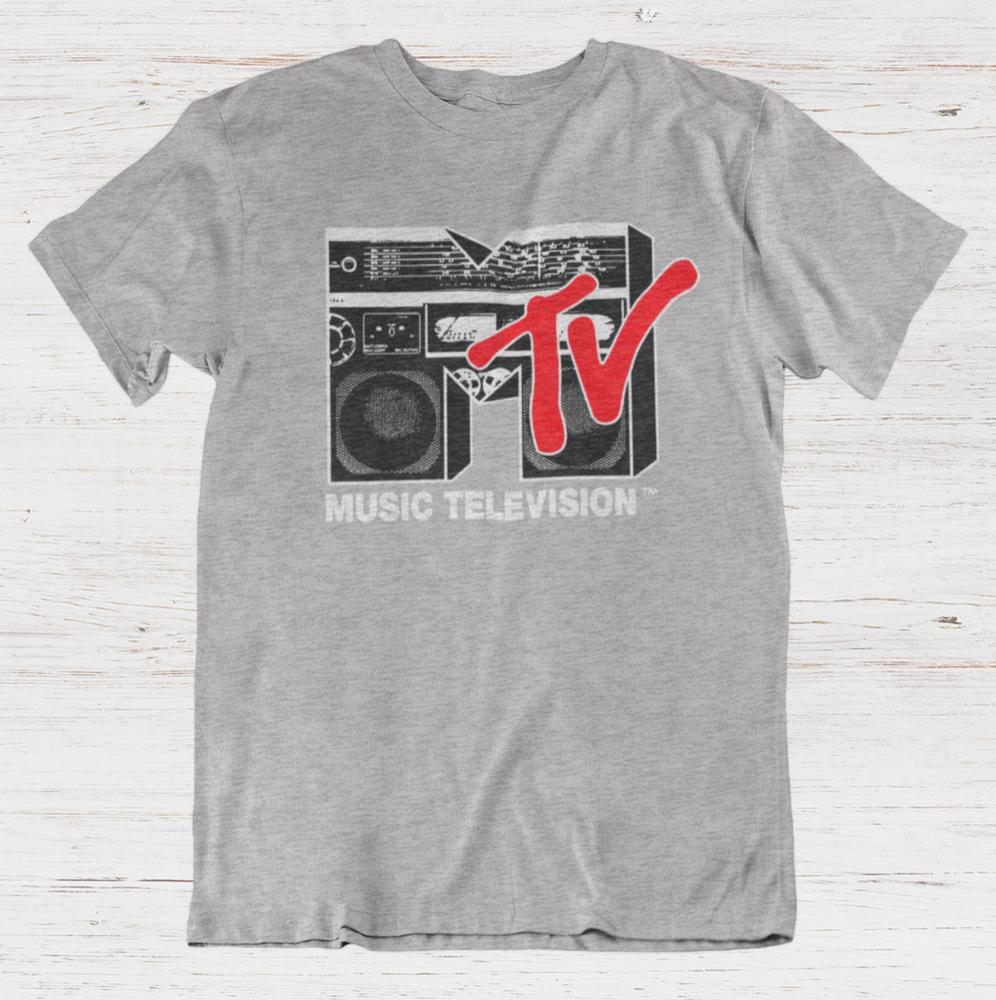 Mtv Music Television Tshirt 90s Old School Logo Boombox On Ring Spun Cotton Tee