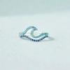Zirkonia Blauer Doppelwellenring Einfaches Design Meereswelle Verstellbare Ringe Trendiger Ozean Wellen Schmuck Geschenk Großhandel