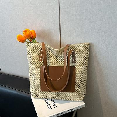 Large Capacity Woven Straw Bag Women's Summer  New Shoulder Tote Seaside Vacation Beach Bag