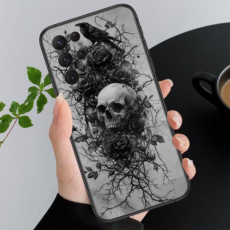 Skull Head Flower Art Phone Case For Samsung Galaxy A15 A35 A55 A52 A53 A54 A33 A34 A25 A05S A16 A14 A05 A51 A52S A71