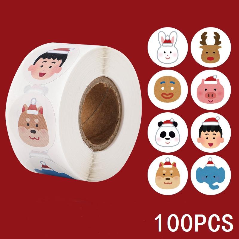 100-500pcs Merry Christmas Snowman Sticker Christmas Party Decor Sticker New Year Gift Box Sealed Baking Cake Tag