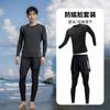 Mens Quick-Dry Long Sleeve Rash Guard Set With Double-Layer Board Shorts Swimming Surfing Water Sports