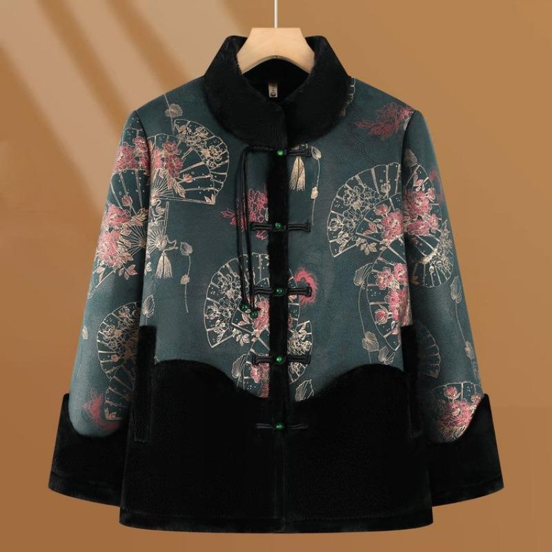 

Зимняя меховая куртка-комбинезон пальто одежда для пожилой женщины флисовый теплый топ одежда для пожилой бабушки одежда для пожилого мужчины зима 6XL [Recommended 160-82.5kg] зелёный