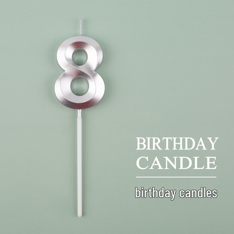 Gold and Silver Number Candles for Birthday Cakes - Pink Exquisite Design