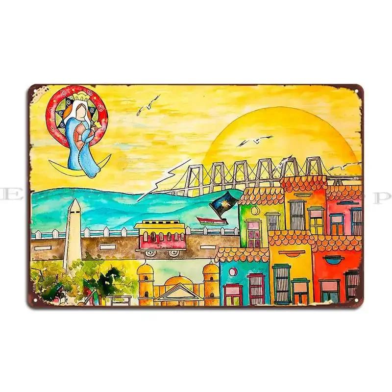 Maracaibo Illustration Metal Plaque Poster Club Bar Wall Decor Kitchen Customize Cinema Tin Sign Poster 20x30cm(7.8x11.8inch)