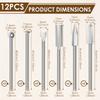 12Pcs Wood Carving Drill Bits Set with 3mm 1/8“Shank for Wood Metal and Plastic Professional Woodworking Accessories Rotary Tool