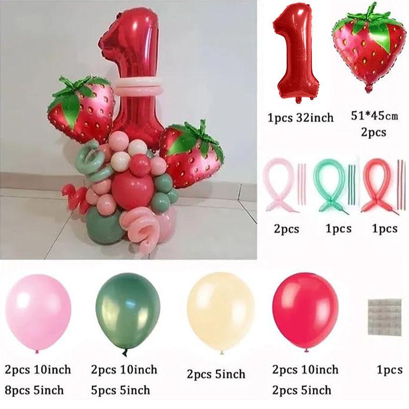 

Hawaii-themed Party with Strawberry Aluminum Film Digital Balloons and Columns for Children s Birthday Party Decoration number 1 balloon column
