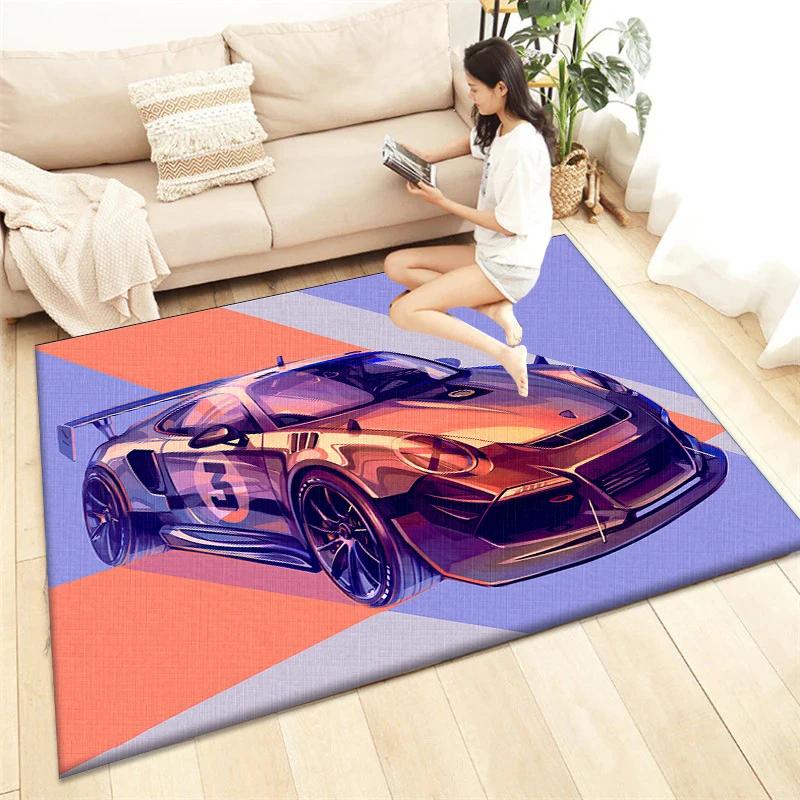 HD Racing Printed Carpet Anti Slip Living Room Rug, Sofa Mat & Chair Cushion Picnic Camping Lounge Mat for Home Decor