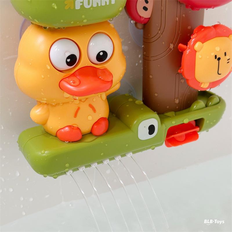 Kinder Cartoon Ente Wasserspiel Badespielzeug mit drehbarer Saugnapf-Dusche