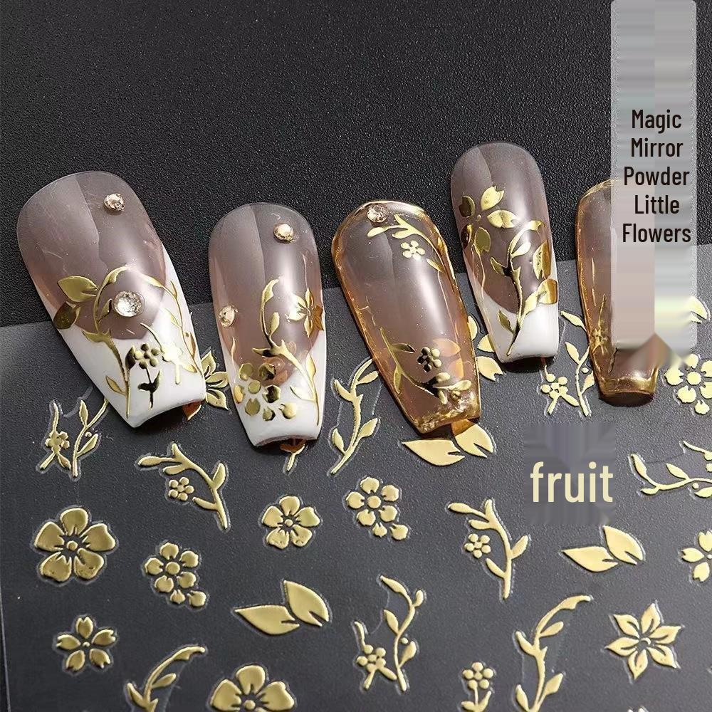 

Пудра «Волшебное зеркало» и геометрические наклейки для ногтей - 3D водостойкий японский стиль с украшениями из золотой фольги в виде роз