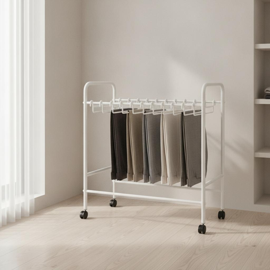 Clothing Organizer Space-Saving Iron Clothing Rack with Side Handles for Dressing Area, Bedroom