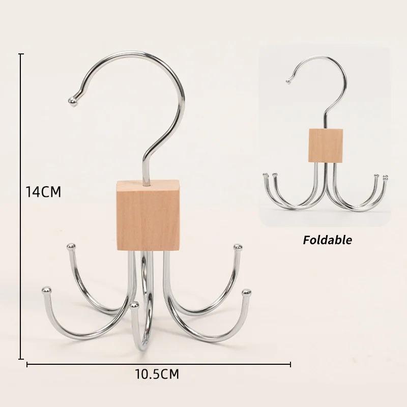 

Вращающаяся на 360° вешалка для хранения, крючок с несколькими лапками, металлическая стойка для ремней, деревянный органайзер для бюстгальтеров, галстуков, шарфов, домашнего шкафа wood color,1pc