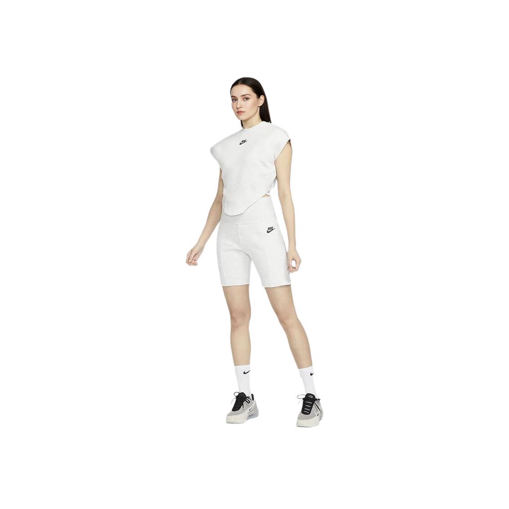 Nike Sportswear Tech Fleece Logo Print Slim High-Waisted Cycling Pants Women Bottoms White FN2521-013