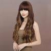 Fashionable Women's Wig: Large Waves, Brown with Blonde Highlights, High-Temperature Silk Wig