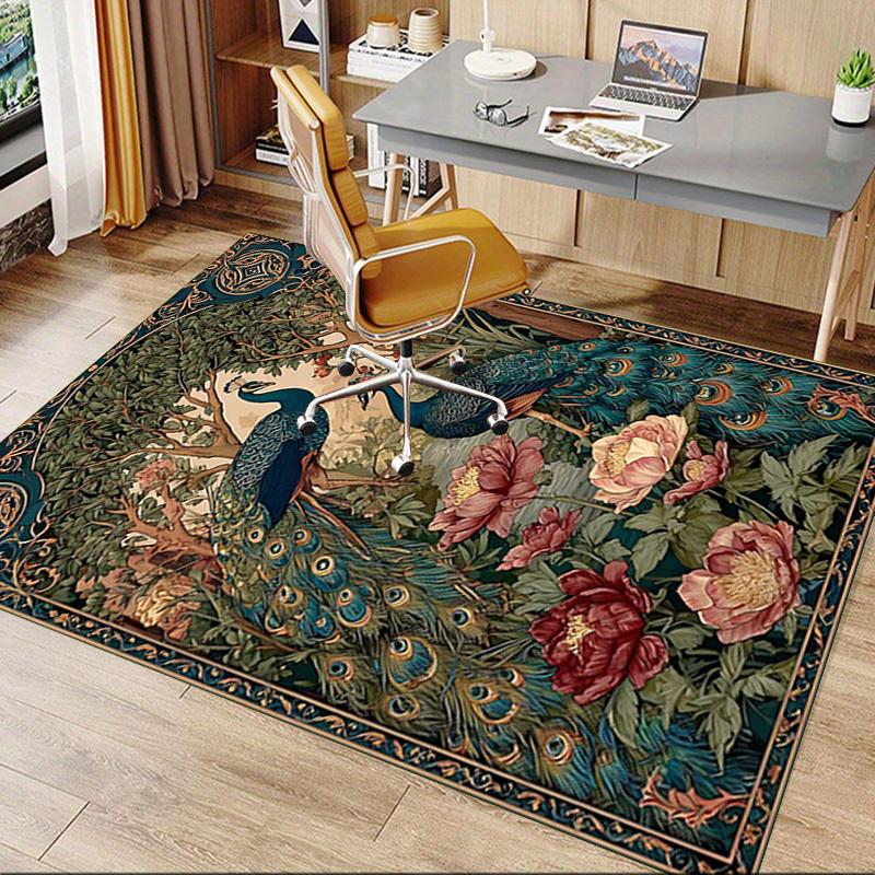 1PC peacock flowers Extra Large Non Slip Floor carpet, Office, family, Studio   Large Area Rug Indoor Rugs, Bold Statement Piece