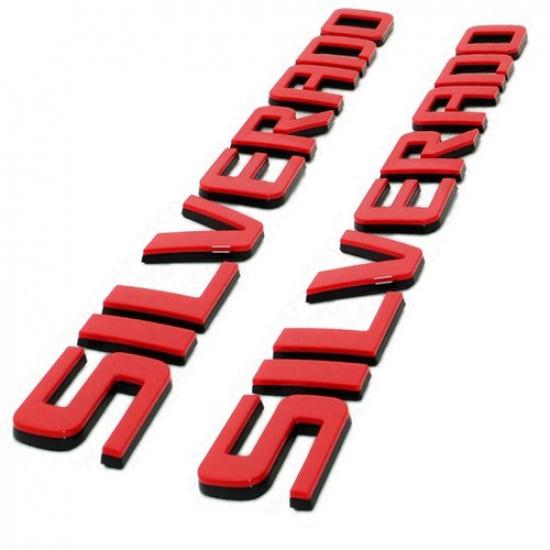 

For Silverado Red Black Fender Tailgate Nameplates Letter 3D Emblem