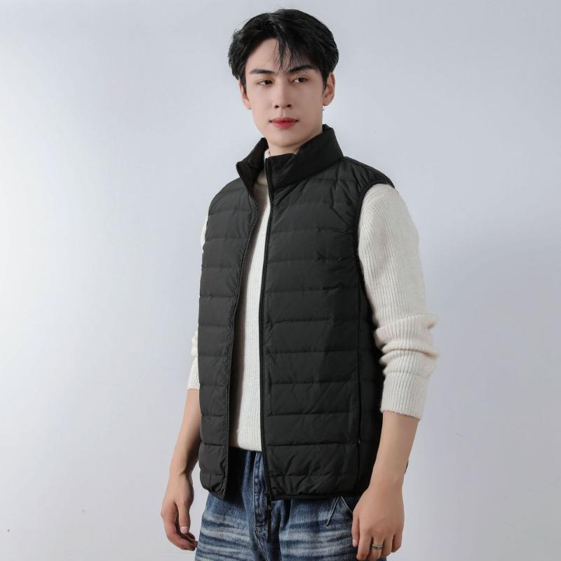 Men's 90-fleece men's stand-up collar vest seamless fabric down jacket vest new large-size coat