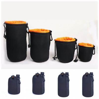 Soft Neoprene Camera Lens Pouch Bag Orange Neoprene Lens Bag Storage Cylinder Waterproof Lens Bag Digital SLR Camera