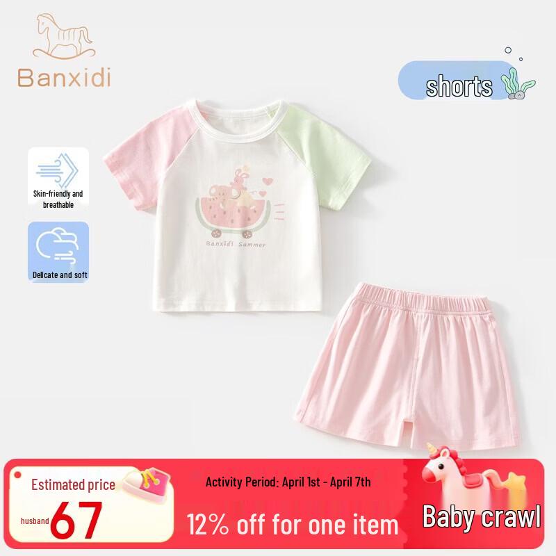 Banxidi Girls  Summer T-shirt & Pants Set 90