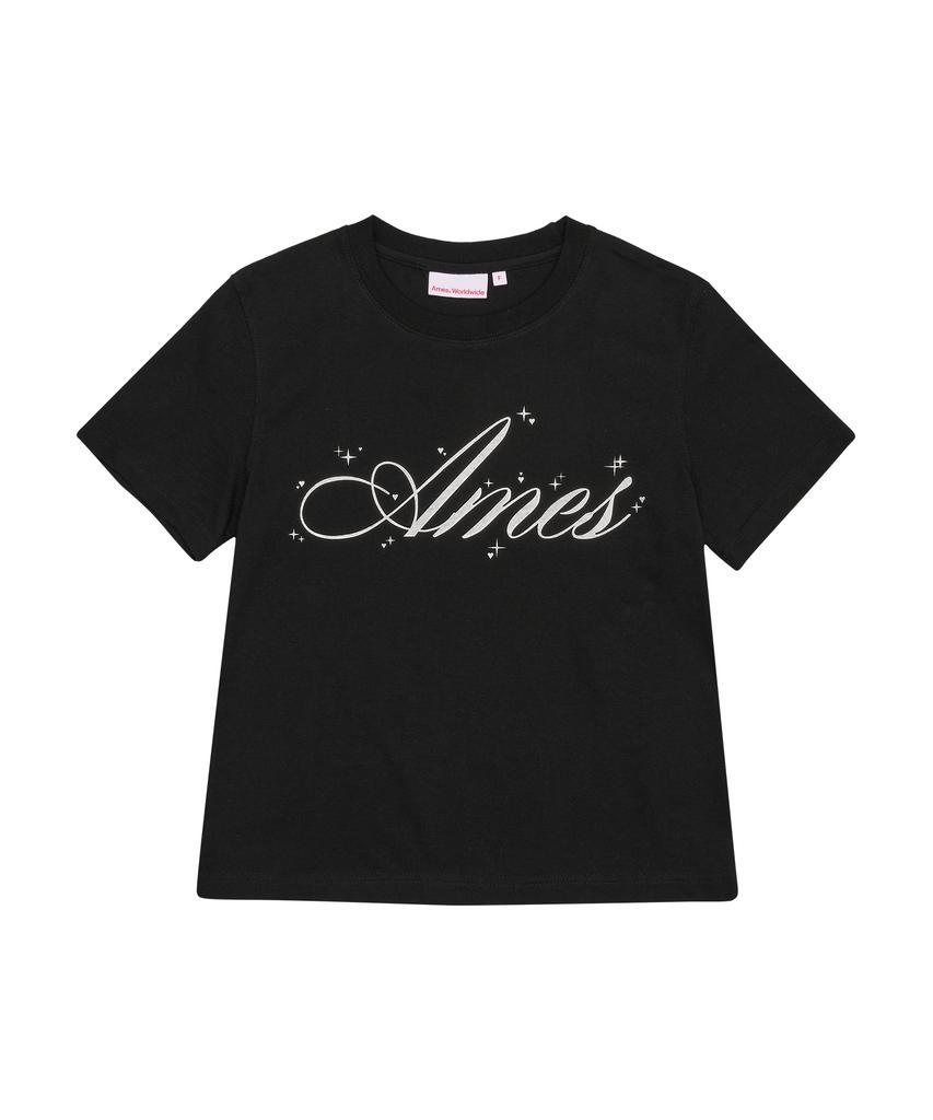AMES-WORLDWIDE Silver Ames Crop Tee Black