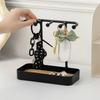 Fashion Jewelry Organizer Display For Earrings Necklaces Jewelry Storage Rack With Wooden Base Bracelet Hanging Holder