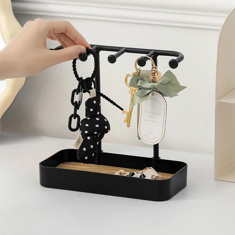 Fashion Jewelry Organizer Display For Earrings Necklaces Jewelry Storage Rack With Wooden Base Bracelet Hanging Holder