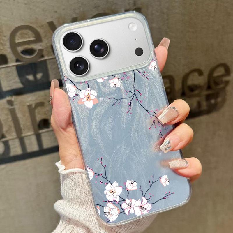 

Retro Flowers Pattern Laser Phone Case For iPhone Air 17 16 15 14 13 12 Pro Max 16 15 Plus 13 17 Pro 11 Shockproof Hard PC Cover iPhone 17 Pro Max сірий