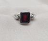 Emerald Cut Red Garnet Ring: Vintage Boho 925 Sterling Silver Jewelry