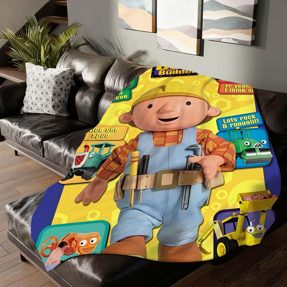 Panika Chen Unisex Cartoon Cute B-Bob The B-Builder Blanket For Sofa Office Bed Plane Travel Sleep Read Relax Camping Soft And Warm