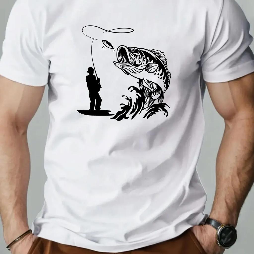Bass Fishing Unisexs Tshirt Graphic Casual Cotton Short Sleeve Tops Summer Streetwear