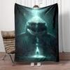 Giant Shark Diver Deep Sea Print Flannel Blanket Soft Lightweight Throw Blanket for Sofa Bed Couch All Season Cozy Home Decor