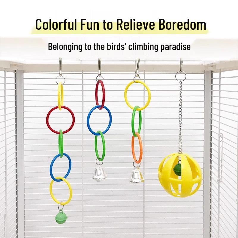 Parrot Climbing Ring Toy - Multicolor Birdcage Accessory for Beak Grinding & Biting