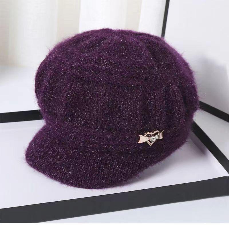 Dámská pletená vlněná čepice na podzim a zimu - Hřejivá, silná, módní pro ženy středního a staršího věku