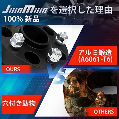 JiiinMiiin Wide Tread Spacer with Hub 20mm PCD100 4H Inner Diameter 54.1mm M12 x P1.5 Forged Matte Black (Set of 2)