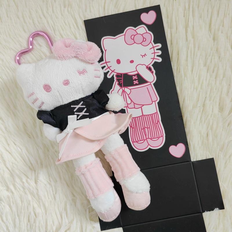 Hello Kitty Series Kawaii Wear Skirt Long Leg Kitty Cat Pendant Stuffed Plush Toy Doll Bag Pendant Keychain Doll Gift